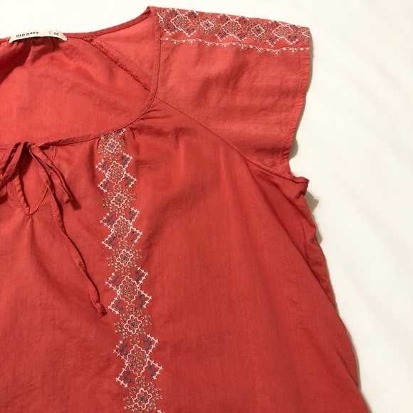 Old Navy Women’s S/S Orange Boho Peasant Top with Embroidery and Neck Ties - M - Picture 11 of 16